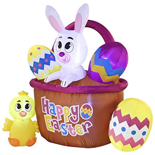 Easter Inflatable Decoration 6 ft Easter Basket w/ Build-in LEDs