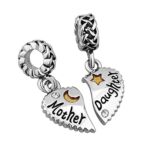 Mother- Daughter - Son Love Heart Charm Beads For Snake Chain Bracelet