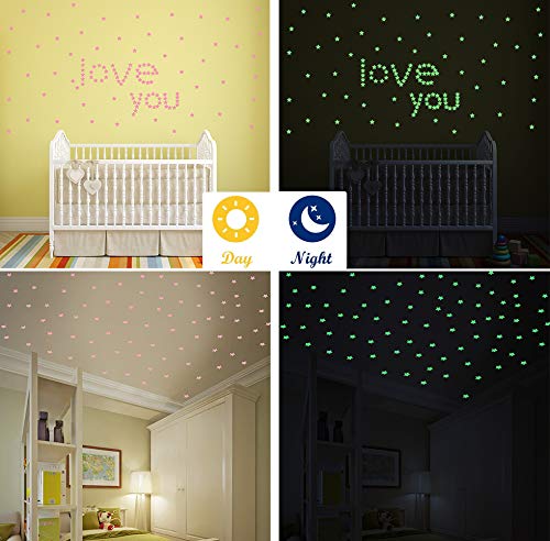 100 Pcs Glow in The Dark Luminous Stars Fluorescent Noctilucent Plastic Wall Stickers