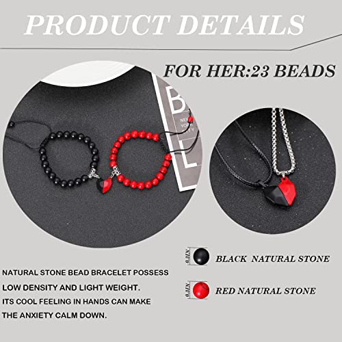 4Pcs Couples Bracelets & Necklace Set for Women/Men