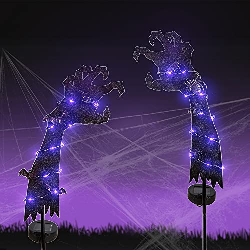 2 Sets Solar Halloween Ghost Hand Yard Decorations