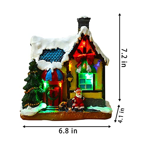 Christmas Village Houses, w/ Colored Lights Battery Operated