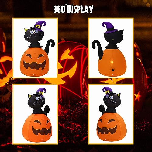 Halloween Inflatable Skull Face Spider Scary Creepy, Blow Up Spider with Built-in LED