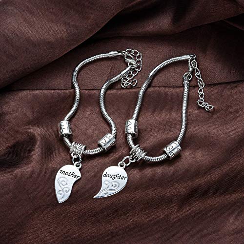 2PCs Matching Heart Mother Daughter Bracelets