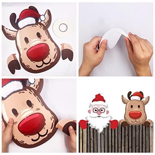 2 Pieces Christmas Fence Peeker Decoration