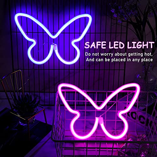 2 Pcs Butterfly Neon Signs 3-AA Battery Powered,USB Operated Wall Decor