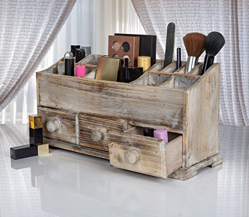 Vanity Drawer Beauty Organizer 3 Drawers - Wooden Cosmetic Storage Box