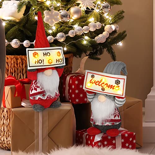 2 Pack Lighted Christmas Gnome Plush Decoration