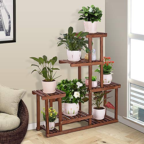 Wood Plant Stand Multi Tiered Corner Plant Shelf Holder