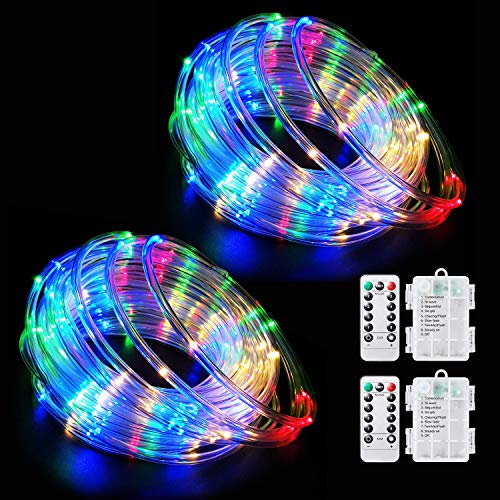 120 LED 8 Modes Lights Battery Operated Fairy String Lights Rope Outdoor Waterproof W/ Remote Multi-Color 40Ft