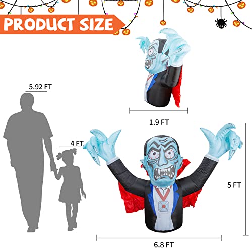 6.8 FT Halloween Inflatables Decorations Vampire w/ Red Cloak