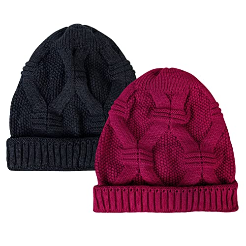 2 Pack Slouchy Beanie Winter Knit Soft Hat for Women/Men