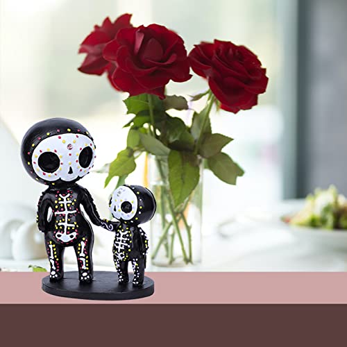 Skull Decor,Sugar Couple Statue, Figurine, Resin Crafts Cute Statue Skeleton Memorial Sculpture, Halloween