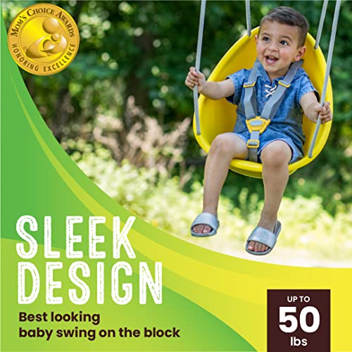 Your Child's First Swing w/ Blister Free Rope & 3-Point Safety Harness