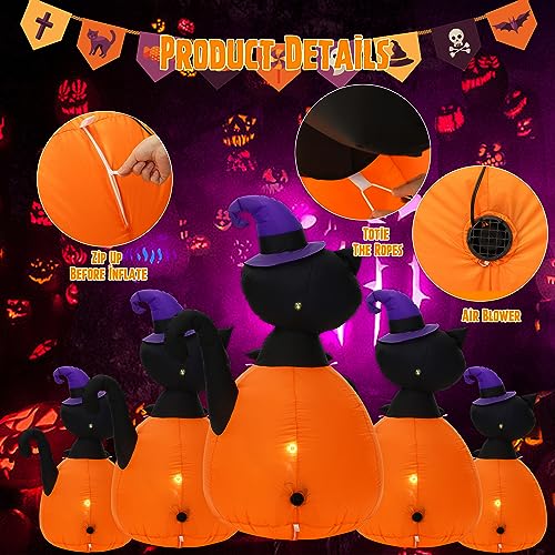 Halloween Inflatable Skull Face Spider Scary Creepy, Blow Up Spider with Built-in LED