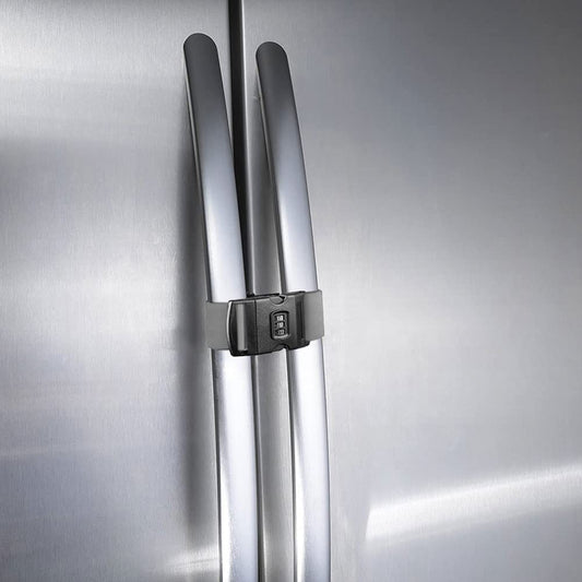 Fridge Freezer Refrigerator Cabinet Lock Latch, (2 Packs) Adjustable French Door Guard for Toddlers Children No Drill No Screw No Adhesive (2 Packs Grey)