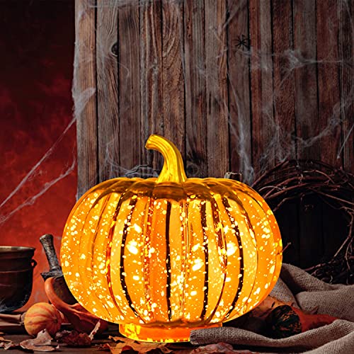 Halloween / Thanksgiving Decoration Mercury Glass  Pumpkin w/ Light