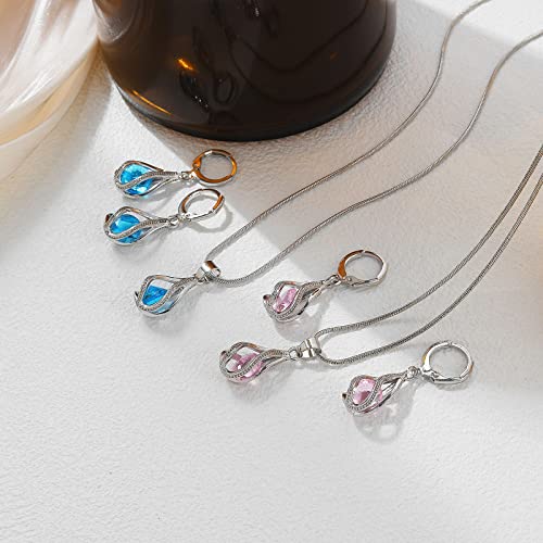 Silver Jewelry Sets for women  Crystal Bridal Accessories Necklace Earrings