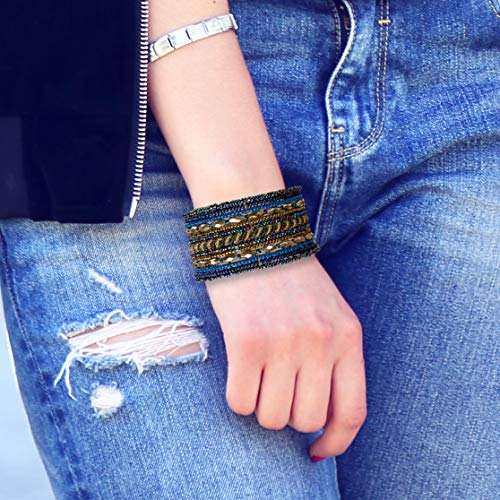 Bohemian Multi-Colored Beaded Cuff Bracelets for Women