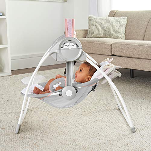 6-Speed Compact Portable Baby Swing w/ Music & Bar, Folds for Easy Travel