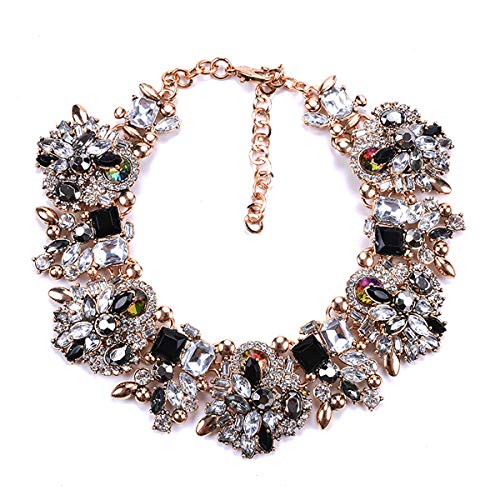 Vintage Chunky Chain Choker Collar Bib Crystal Rhinestone Statement Necklace