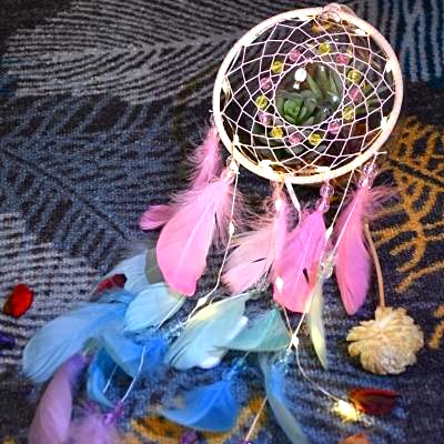 Colorful Handmade Feather Dream Catcher with LED Light