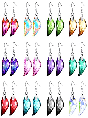 12 Pairs Crystal Dangle Earrings Set for Women