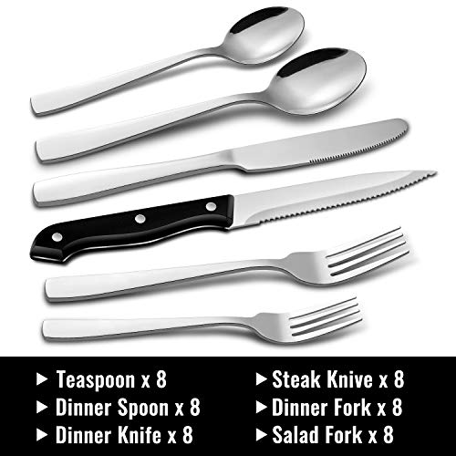 48-Piece Stainless Steel Silverware Set w/ Steak Knives for 8