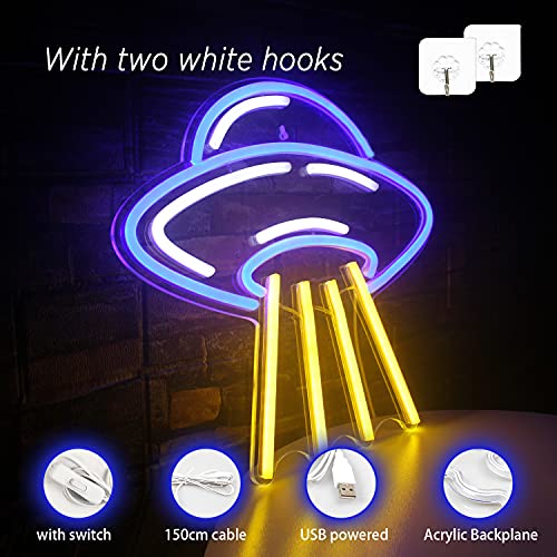 UFO Alien Spaceship LED Neon Light Signs Wall Decoration