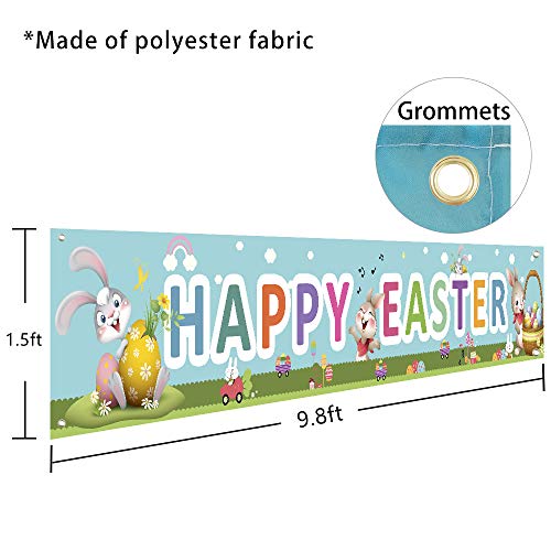 Happy Easter Banners for Home Decor (9.8 x 1.5ft)