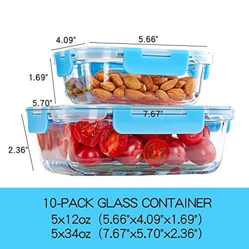 [10-Pack] Glass Food Storage Containers