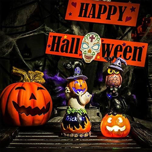 Happy Halloween Decorations Pumpkin Figurines with LED Lights