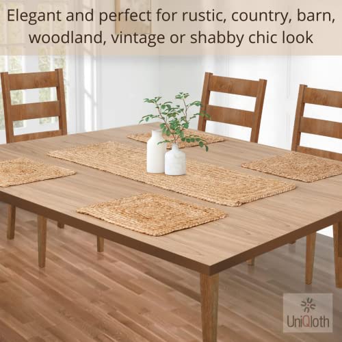 Farmhouse Jute Burlap Braided Table Runner 36 Inches Long - 13x36 Natural Jute Braided Table Runner