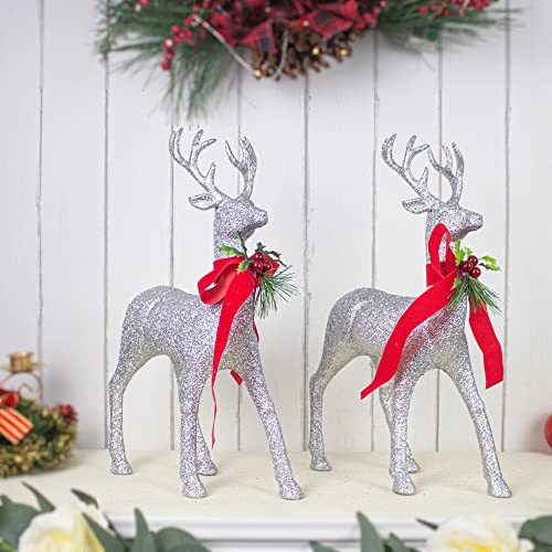 2 Pcs Glitter Reindeer Christmas Decoration