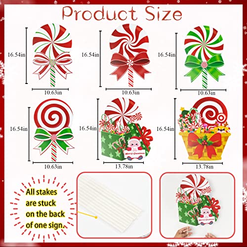 6 Pcs Candy Christmas Decorations Yard Signs  w/ Stakes