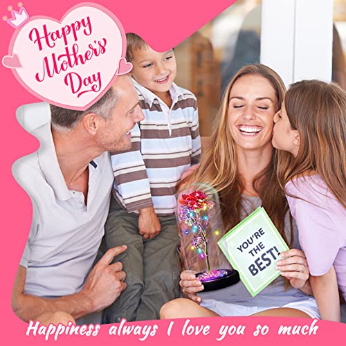 I Love You Mom Galaxy Roses Gifts in Glass Dome for Mothers Day/Birthday