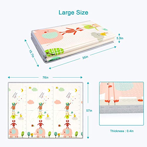Double Sided Large Folding Portable Baby Crawling Mat, Waterproof Non Toxic