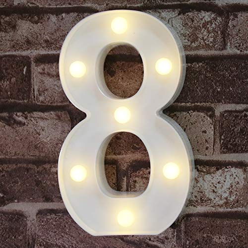 Decorative Led Light Up Numbers -White Plastic Marquee Numbers Battery Operated