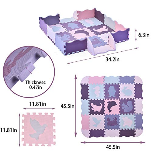Large 25 PCs Baby Puzzle Play Mat Tiles w/ 9 Patterns
