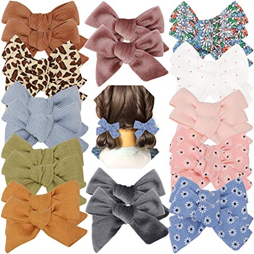 24 PCS Baby Girls Hair Bows Clips 4.5 inch Alligator Clips - One Size