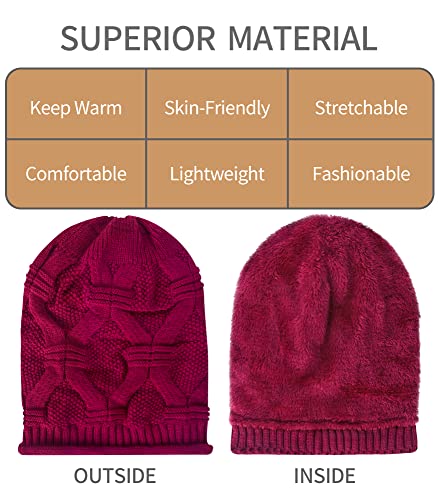 2 Pack Slouchy Beanie Winter Knit Soft Hat for Women/Men