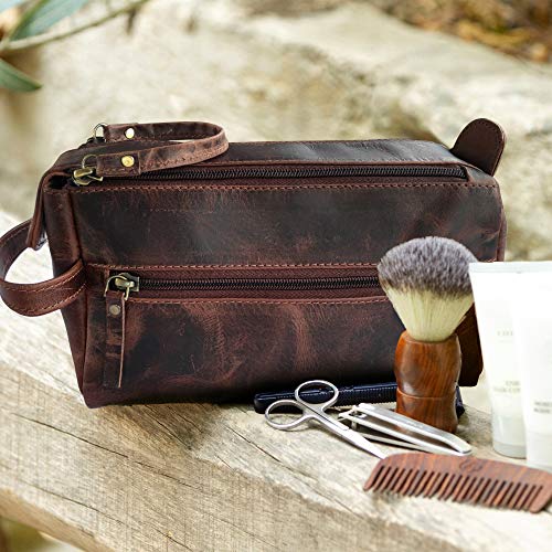 Leather Toiletry Bag - Hygiene Organizer Travel Kit