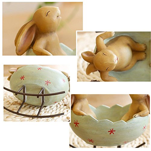 Laughing Bunny Rocking in an Easter Egg Cradle Spring Easter Decoration