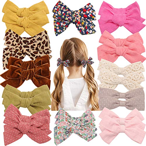 24 PCS Baby Girls Hair Bows Clips 4.5 inch Alligator Clips - One Size