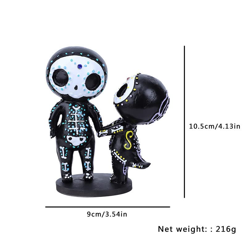 Skull Decor,Sugar Couple Statue, Figurine, Resin Crafts Cute Statue Skeleton Memorial Sculpture, Halloween