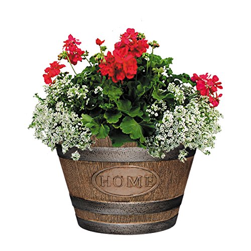 70 Whiskey Barrel, Pots 15"-"Home, Distressed Oak