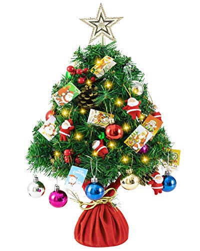 Pre-lit Christmas Tree 24" w/ 50 LED Small Lights and Cloth Bag Base