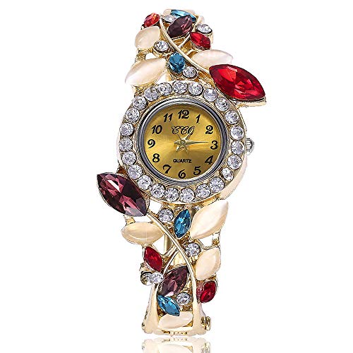 5 Pack Luxury Watch Bracelet Diamond Flower Lady Retro Wrist Watch