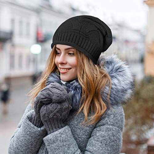 2 Pack Slouchy Beanie Winter Knit Soft Hat for Women/Men