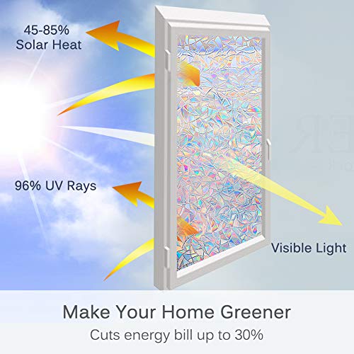 3D Window Privacy, Film Static Window Clings Vinyl Heat Control